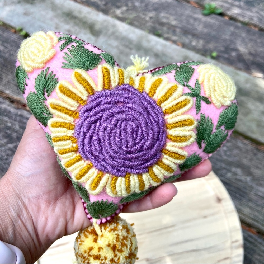 Mexican hand embroidered Heart Bag accessories